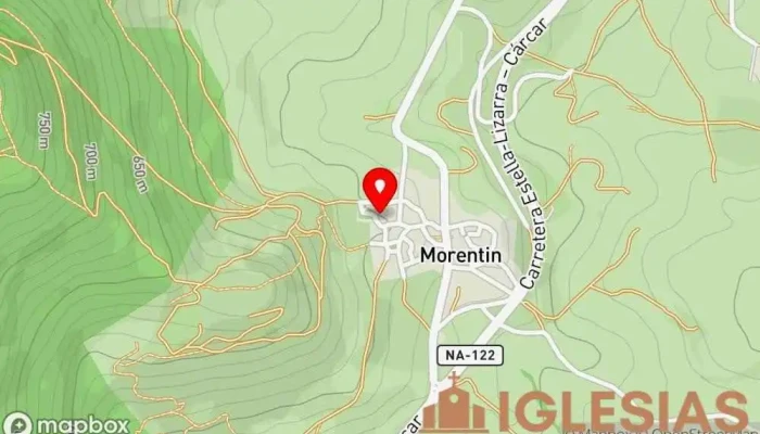 mapa de La Iglesia parroquial de San Andrés Iglesia católica en Morentín