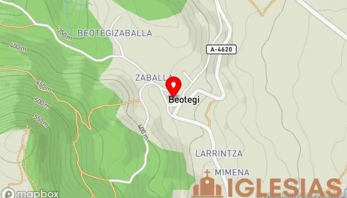 mapa de Mikel Deunaren Parrokia/Parroquia de San Miguel Iglesia en Beotegi
