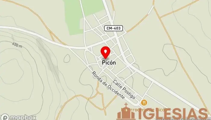 mapa de Parroquia católica de El Salvador Lugar de culto en Picón