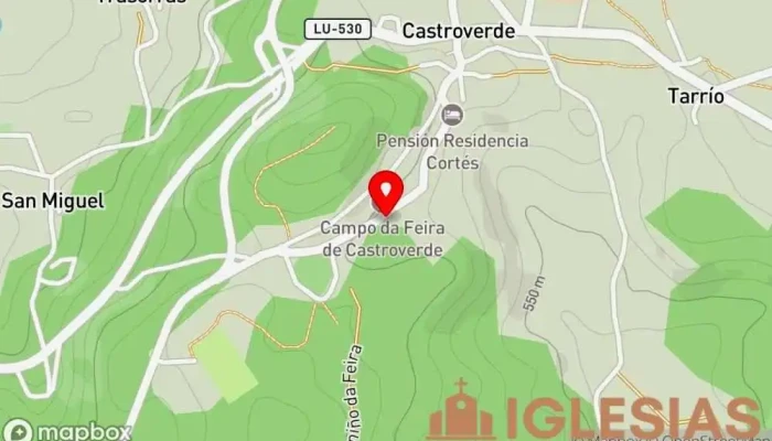 mapa de Parroquia católica De Santiago Lugar de culto en Castroverde