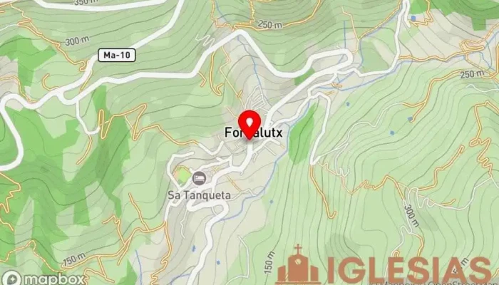 mapa de Parroquia católica La Natividad de la virgen María Lugar de culto en Fornalutx