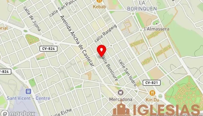 mapa de Parroquia de la Immaculada Iglesia católica en San Vicente del Raspeig