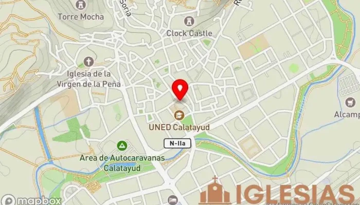 mapa de Parroquia de San Juan el Real Iglesia católica, Atracción turística en Calatayud