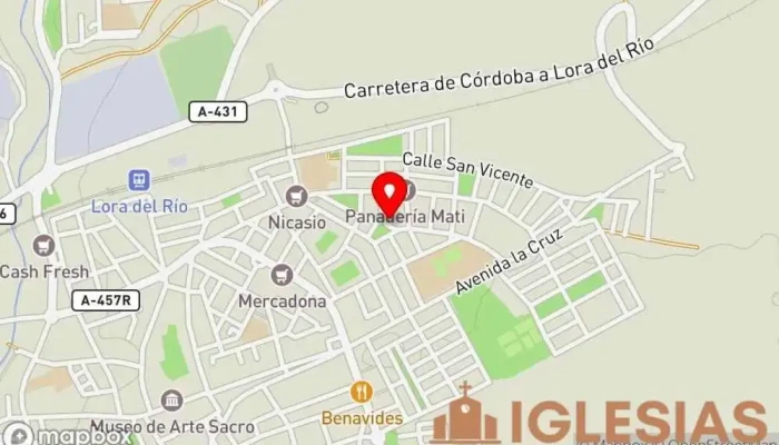 mapa de Parroquia de Santa Cruz de Lora del Río Iglesia católica en Lora del Río