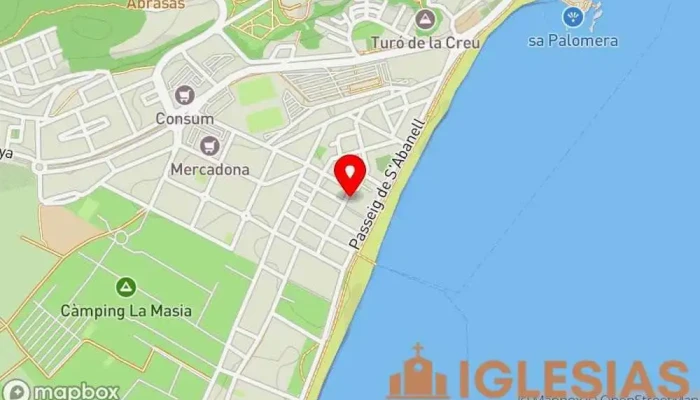 mapa de Parròquia Sagrada Família Iglesia católica en Blanes