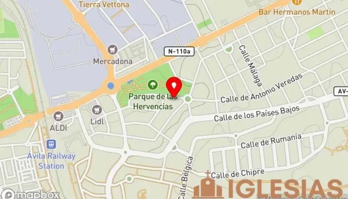 mapa de Parroquia San Pedro Bautista Iglesia católica en Ávila