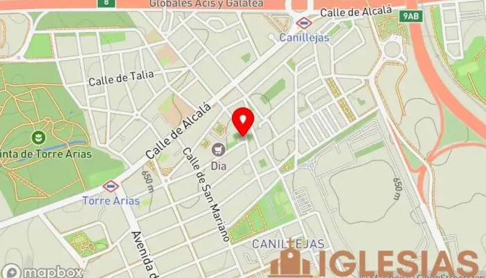 mapa de Parroquia Santa María la Blanca de Canillejas Iglesia católica en Madrid