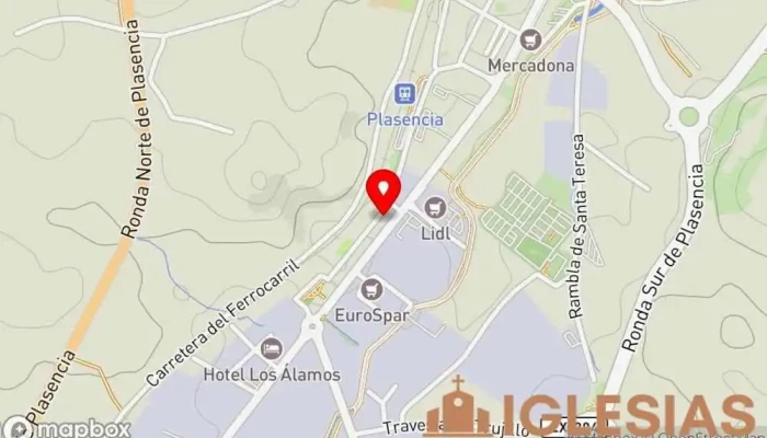 mapa de Parroquia Virgen de Guadalupe Iglesia católica en Plasencia
