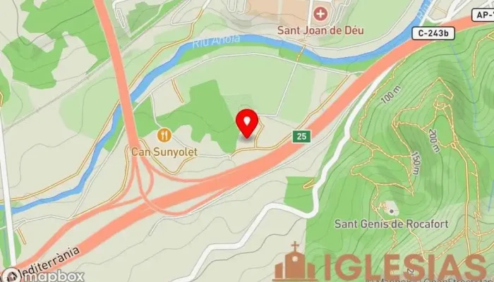 mapa de Santa Margarida de Martorell Iglesia en Barcelona